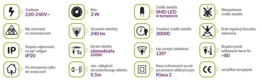 Dekoračné svietidlo SMD LED 03004 GOLD LED 6400K