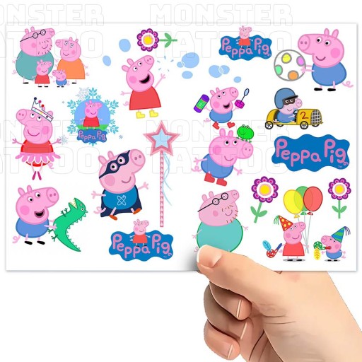 UMÝVAJÚCE DOČASNÉ TETOVANIE PRE DETI DETSKÉ PEPPA PIG ORIGINÁLNE DIZAJNY