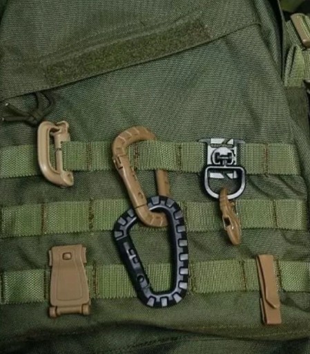 KARABÍNOVÝ HÁK D-RING HÁČIK EDC SURVIVAL KEYRING