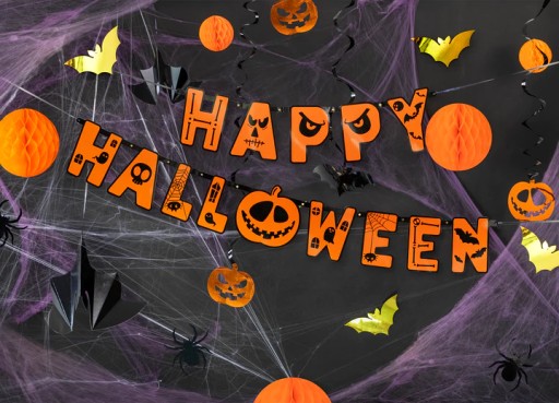 ŠŤASTNÝ HALLOWEENSKÝ PANAN GARLANDA ORANŽOVÁ TEKVICOVÁ DEKORÁCIA