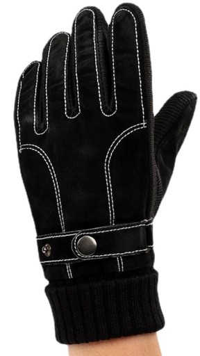 Pánske dotykové rukavice, zateplené semišovým medvedíkom