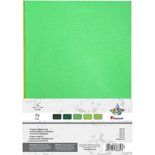 Dekoratívna plsť GREEN MIX 10 listov A4 Titanium