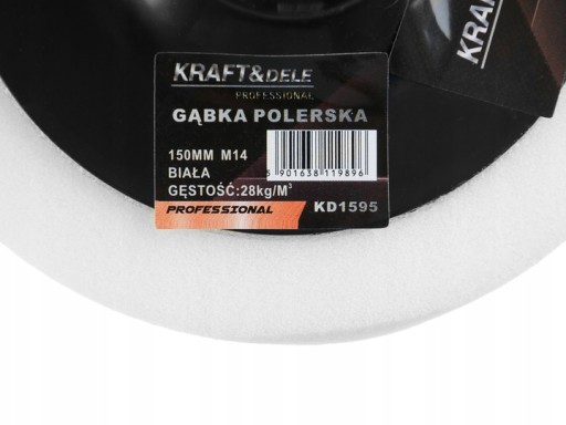 Tvrdá leštiaci špongia, 150mm, závit M14, biela