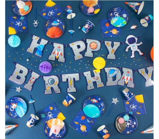 Krabičky na pukance Space Planets Birthday 6 ks