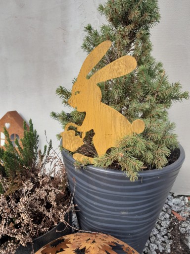 Králik s košíkom Dekorácia Záhradná dekorácia A-board Corten Effect