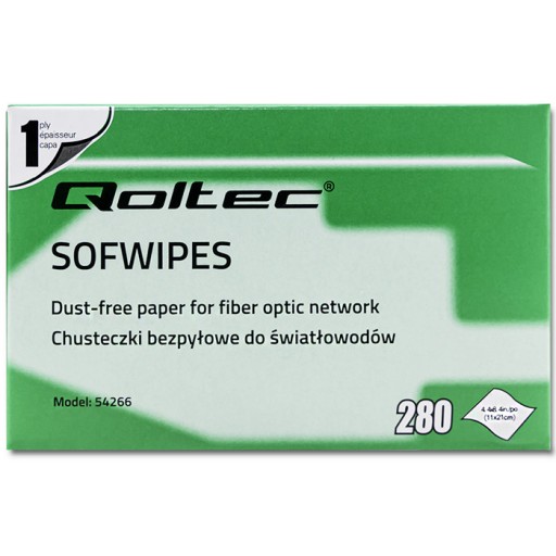 Qoltec Wipes Bezprašné utierky na optické vlákna 280 kusov 110x210mm