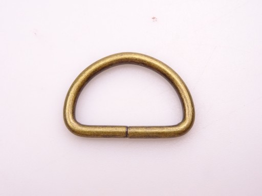 Koženkový polkruh 25 / 15 / 3 mm staré zlato 1 ks