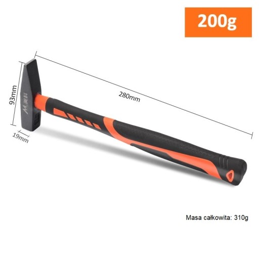 Zámočnícke kladivo, 200 g, sklolaminátová rukoväť