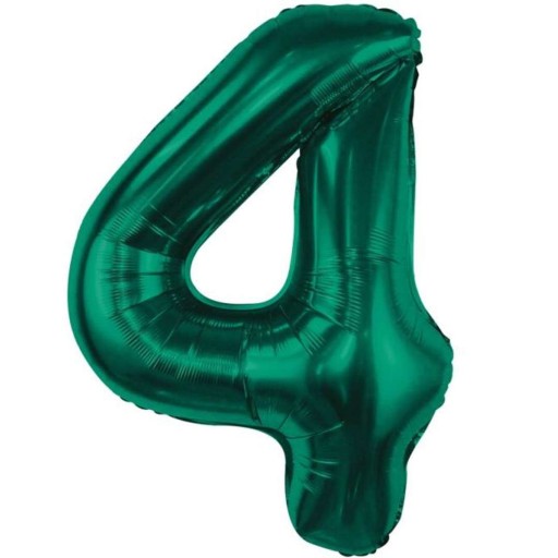 Fóliový BALÓN ČÍSLO 4 výročie NARODENIN FĽAŠA ZELENÁ zelená VEĽKÁ XL