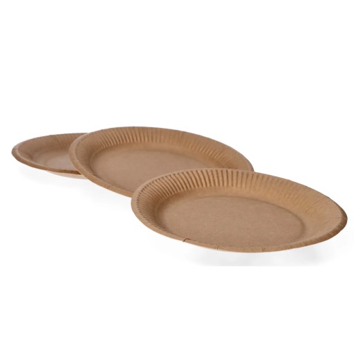 Jednorazové okrúhle kraft papierové taniere, ekologické, 18 cm, x100
