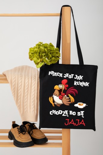 Nákupná taška Cotton Shopper s potlačou čiernej farby ako darček