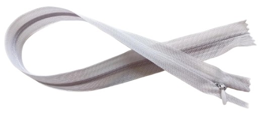 40 cm krytý špirálový zips, nerozoberateľný, svetlo popolavá šedá