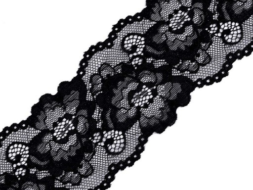 ŠTÝLOVÁ OZDOBNÁ ČIPKA 8CM, ELASTICKÁ, ČIERNA