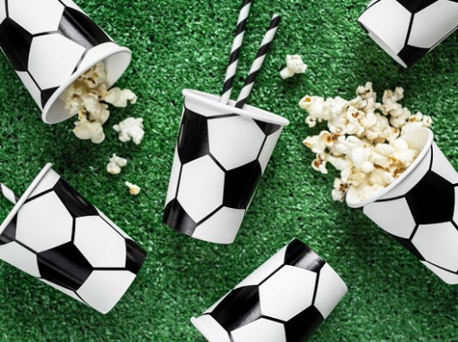 Papierové poháre Ventilátor FUTBAL Futbalová narodeninová párty 260ml 6 ks.