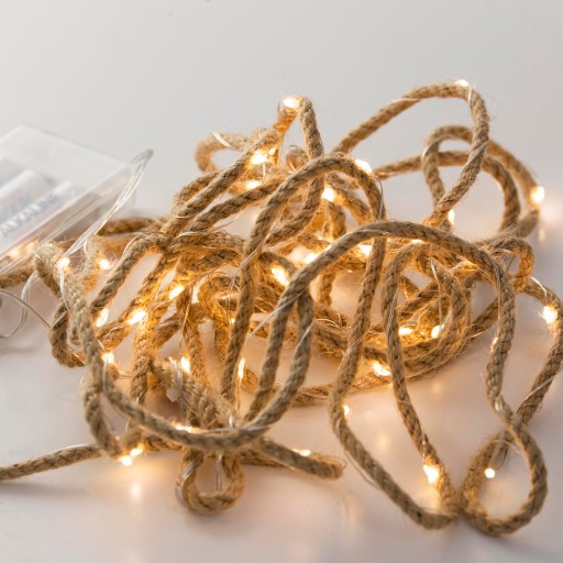 LED PLÁNO JUTOVÉ PLÁNO LIGHT GARLAND 5M BATÉRIE