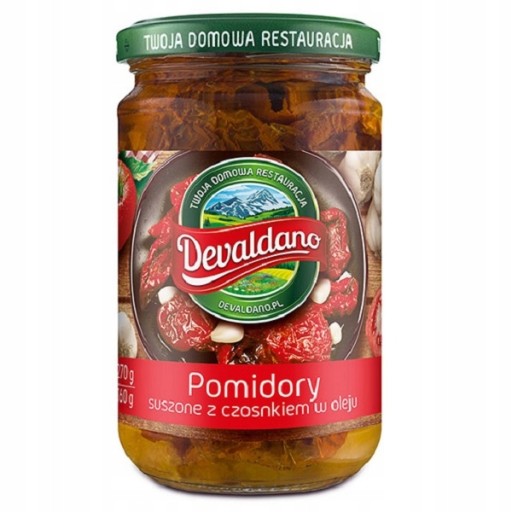Sušené paradajky s cesnakom v oleji 270g Devaldano