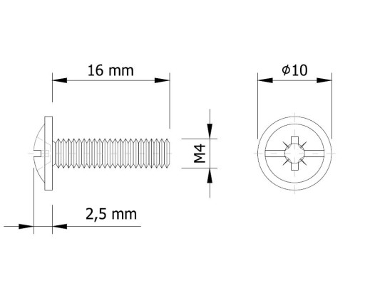 Metrické skrutky 100X M4X16 mm pre skľučovadlá DIN 967
