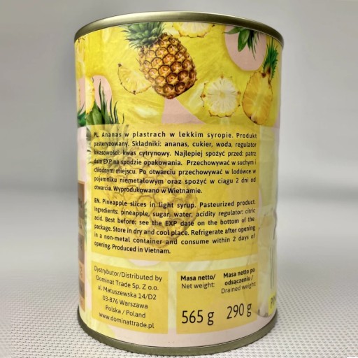 East Way Ananás v svetlom sirupe plátky 565 g
