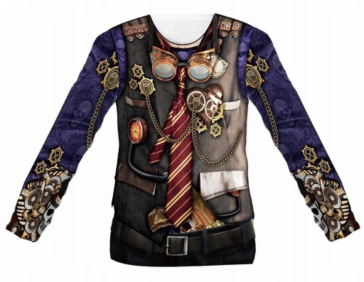 Steampunk Man s potlačou trička Kostým prevlek Carnival M