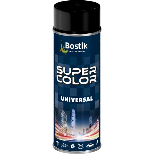Univerzálna farba v spreji čierna Lesk 400ml 9005 Bostik lak na dekoráciu