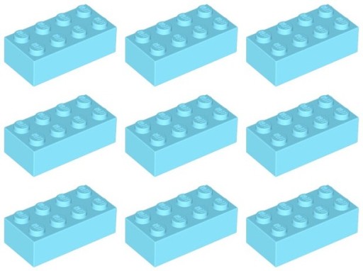 LEGO 3001 BRICK 2x4 azúrová pr. (20 g) 9 ks.