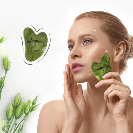 ROLLER MASSAGER pravý nefritový kameň na tvár + sada GUA SHA