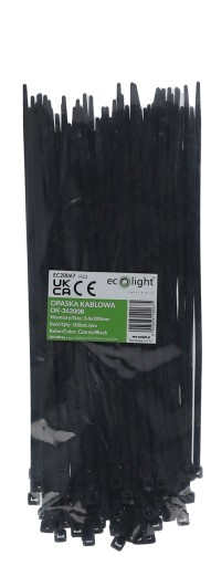 Sťahovacie pásky 3,6x200mm Čierna 100 ks