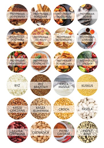 NÁLEPKY Etikety na nádobky SPICES 168 ks v 7
