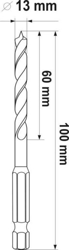 ŠESTIHRANNÁ 1/4 ŠPIRÁLOVÁ VŔTAČKA DO DREVA VŔTAČKA 13mm HSS OCEL