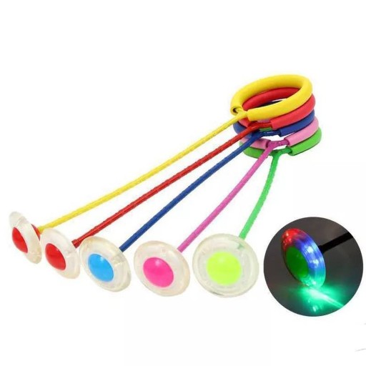 Svietiace švihadlo na nohy s krúžkom HULA HOP hula hoop skipper RÔZNE FARBY