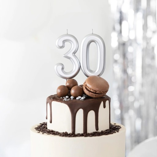 NARODENINOVÁ TORTA SVIEČKA ČÍSLO 0 NULA STRIEBORNÉ NARODENINY