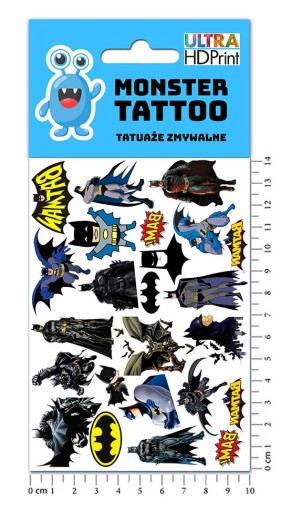 UMÝVAJÚCE DOČASNÉ TETOVANIE PRE DETI DETSKÝ BATMAN ORIGINÁLNE DIZAJNY