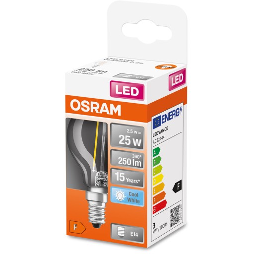 LED žiarovka SMALL BALL E14 2,5W = 25W 4000K OSRAM