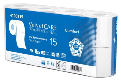 Biely celulózový zamatový toaletný papier 8 roliek Balenie VLP-4100119