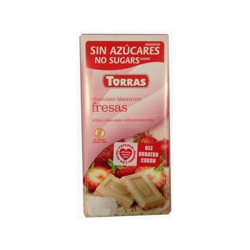 Torras Biela čokoláda s jahodami bez cukru