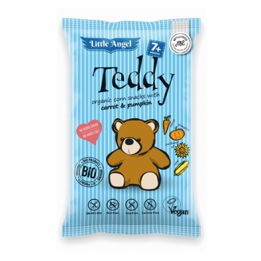 CIBI mini TEDDY corn puffs mrkva a tekvica od 7 mesiacov GILFREE. (