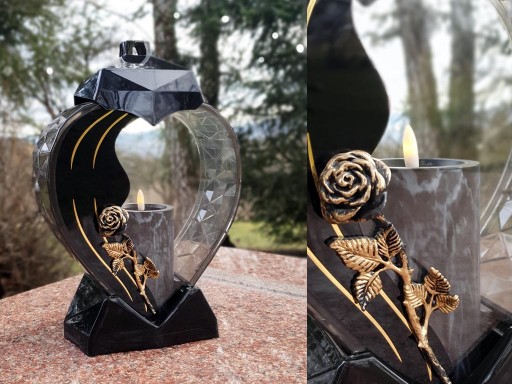 SVIEČKOVÁ sviečka LED vložka čierna MRAMOROVÁ sviečka LAMPIÓN 12,5 cm