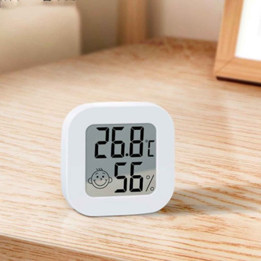 Teplomer s vlhkomerom, biely mini LCD izbový displej