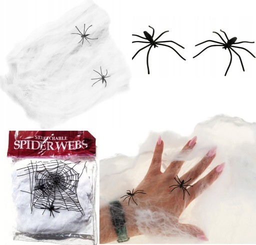 Umelá pavučina halloweenska dekorácia 20g Pavúky