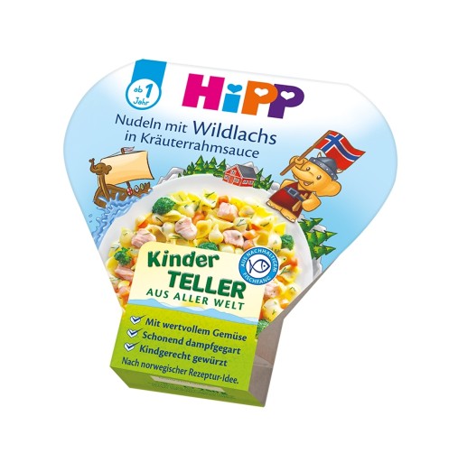 HiPP Halušky s divokým lososom v omáčke, 1 porcia, 250g