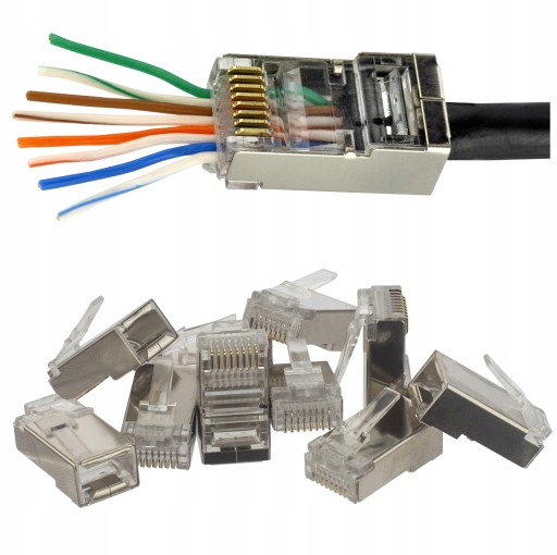 NEKU RJ45 zátky priechodné 8P8C FTP kat.6 10 ks