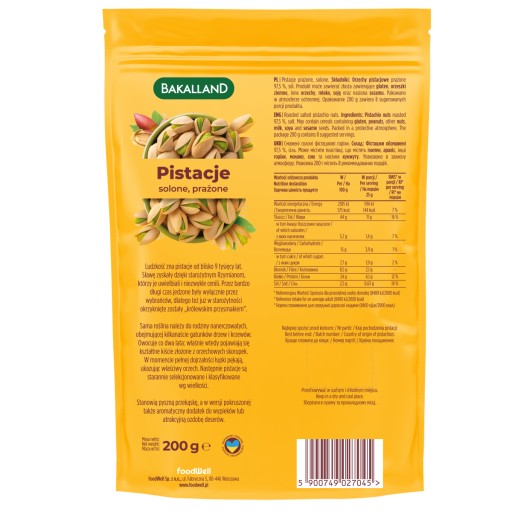 BAKALLAND Pistácie solené, 200g