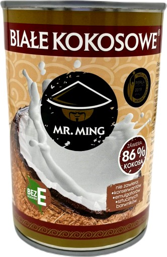 Mlieko Kokosové mlieko 400 ml Mr. Ming BEZ E-Pure Zloženie 17-19% tuku