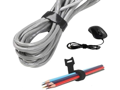 VELCRO PÁSKA ORGANIZÁTOR NA KABEL SVIEČKA KRVAZA 15cm ČIERNA 50 ks