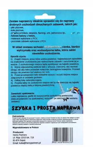 Opravná sada pre nafukovacie PVC hračky a balóny
