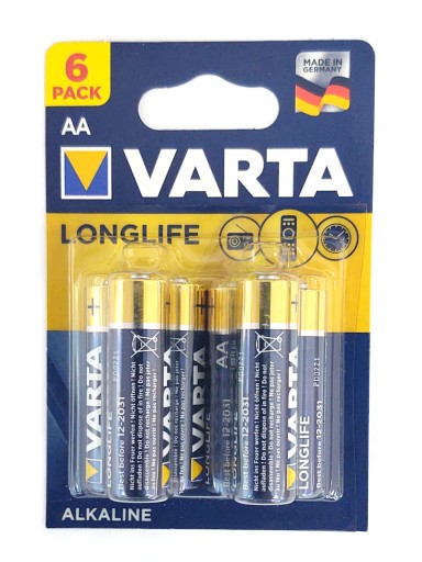Alkalické batérie VARTA Longlife LR6/AA, 6 kusov