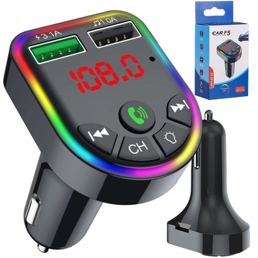 FM BLUETOOTH VYSIELAČ NABÍJAČKA DO AUTA 2x USB QC 3.0 PD