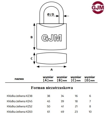 FORMAN KZ38 MM LIATINOVÝ VISNÝ ZÁMEK SO ZÁPADKOU GJM