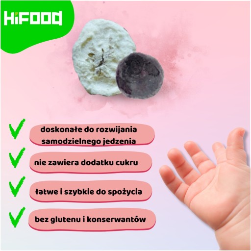 Banán - Čučoriedka Mrazom sušené ovocie OVOCNÉ ČIPY 40g HiFOOD SNACK