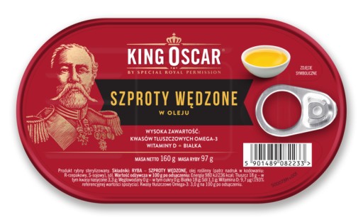 Údené šproty v oleji King Oscar 160g. Konzervy
